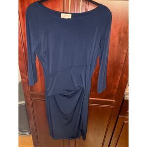 Velvet Brand Navy Dress 3/4 length sleeve. No wrinkle Size L